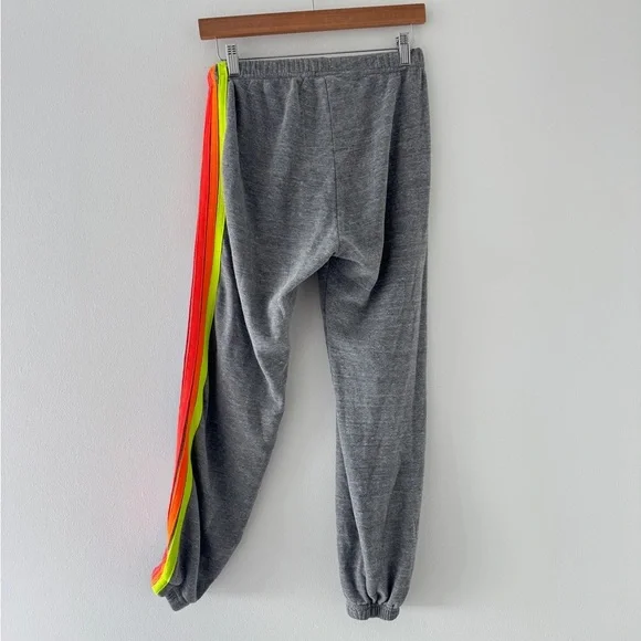 AVIATOR NATION Gray Stripe Neon Sweatpants L - Picture 4 of 6